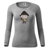 Da Oid Sinzer Leberkassemmel Longsleeve Fitted Damen Grau Meliert Hoegering Front